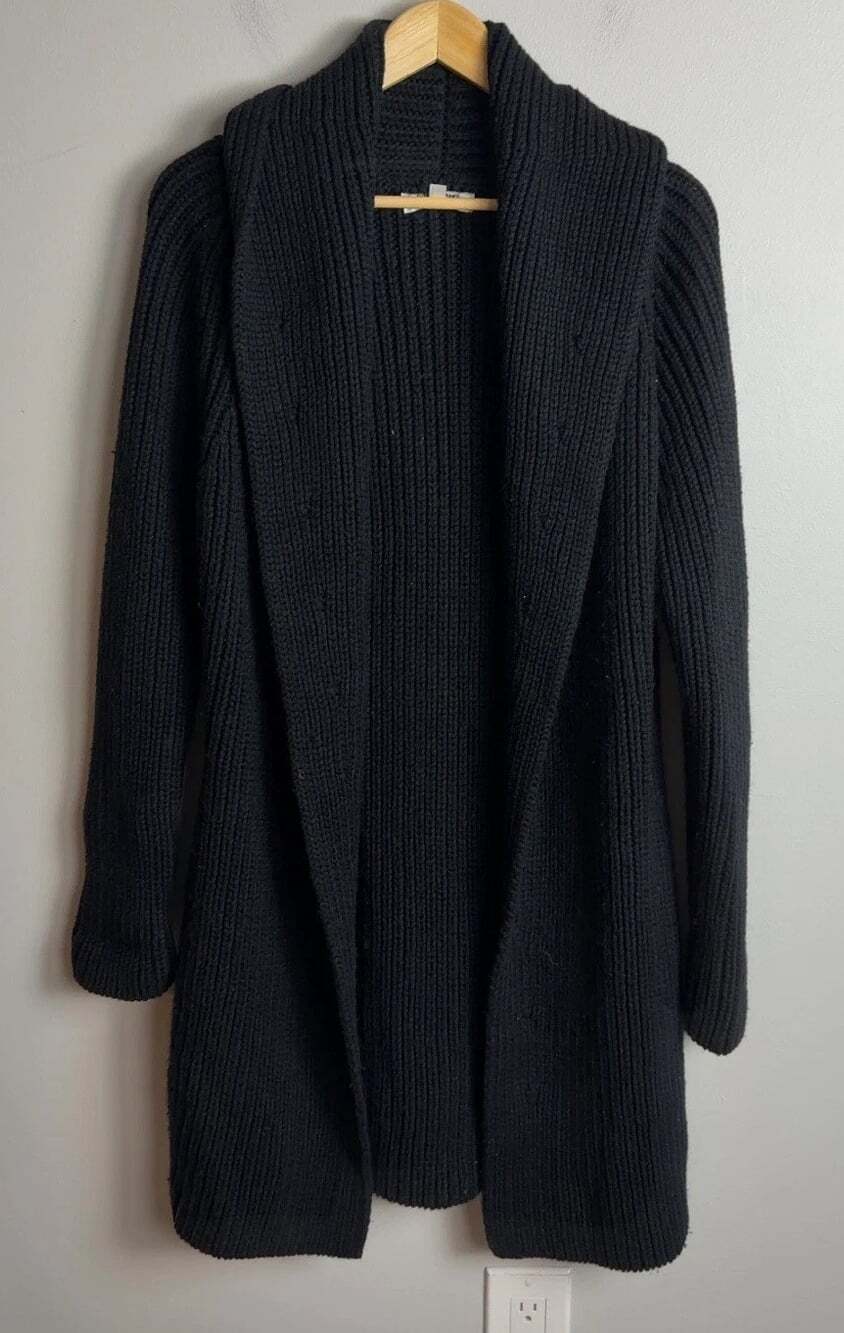 Kaufmanfranco Collective Black Ribbed Shawl Collar Cardigan Sweater Size XS Wm’s